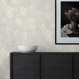 EW10800 leaf botanical wallpaper living room  from the White Heron collection by Etten Studios