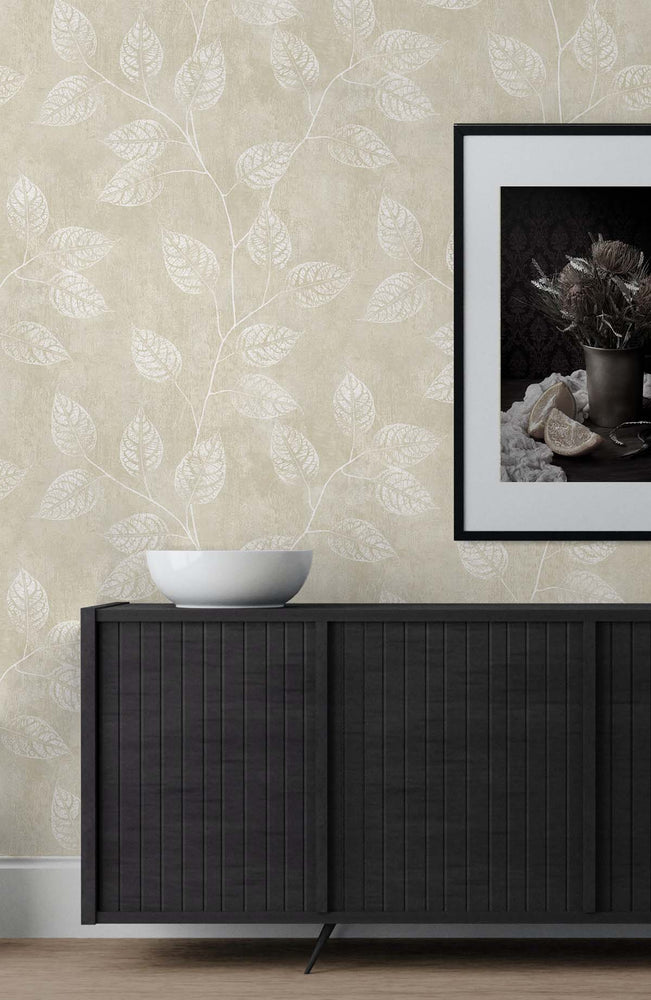 EW10805 leaf botanical wallpaper decor from the White Heron collection by Etten Studios