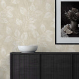 EW10805 leaf botanical wallpaper decor from the White Heron collection by Etten Studios