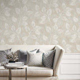 EW10807 leaf botanical wallpaper living room from the White Heron collection by Etten Studios