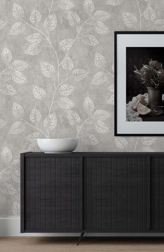 EW10808 leaf botanical wallpaper decor from the White Heron collection by Etten Studios