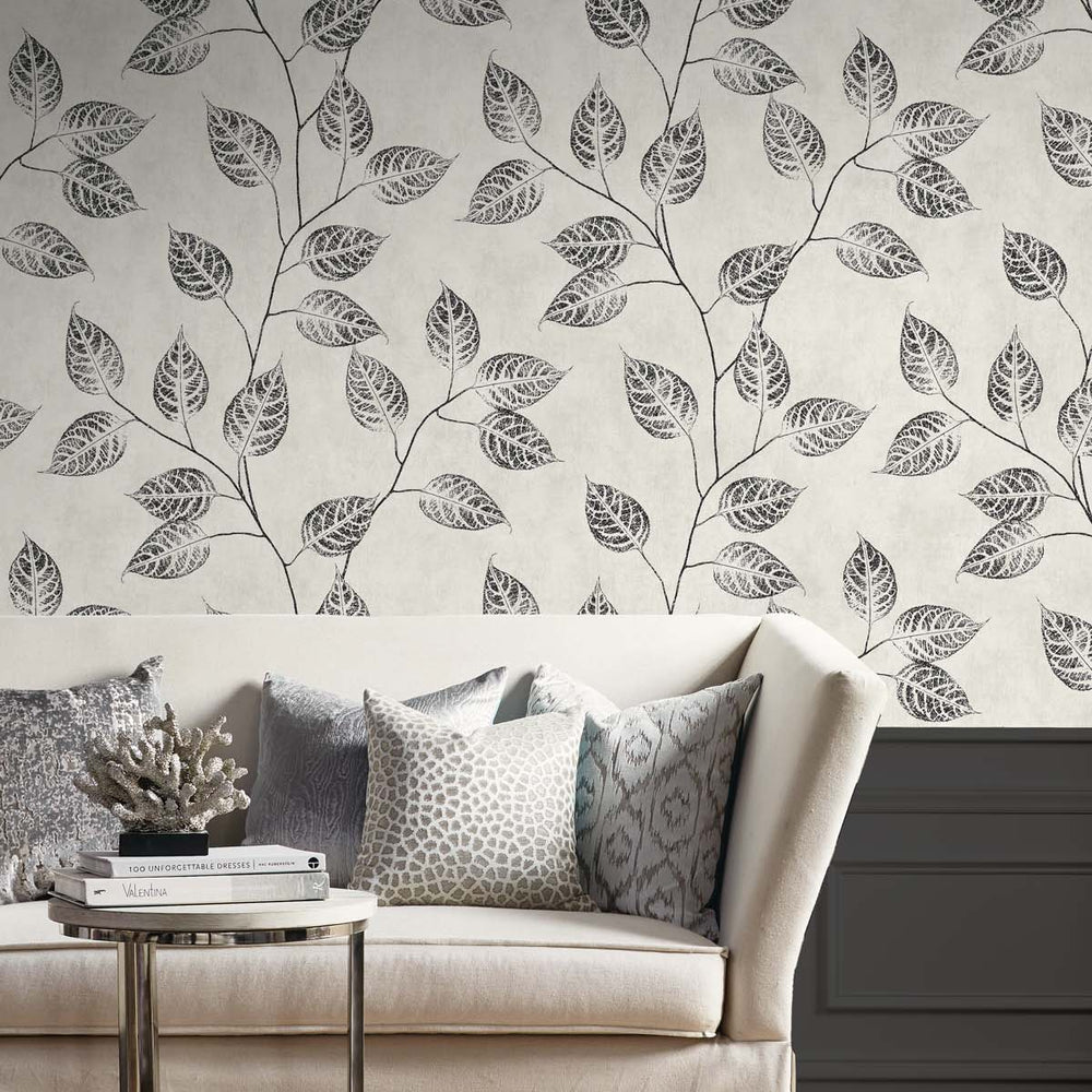 
                  
                    EW10820 leaf botanical wallpaper living room from the White Heron collection by Etten Studios
                  
                