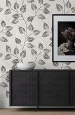 EW10820 leaf botanical wallpaper decor from the White Heron collection by Etten Studios