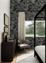 EW11000 crane wallpaper bedroom from the White Heron collection by Etten Studios