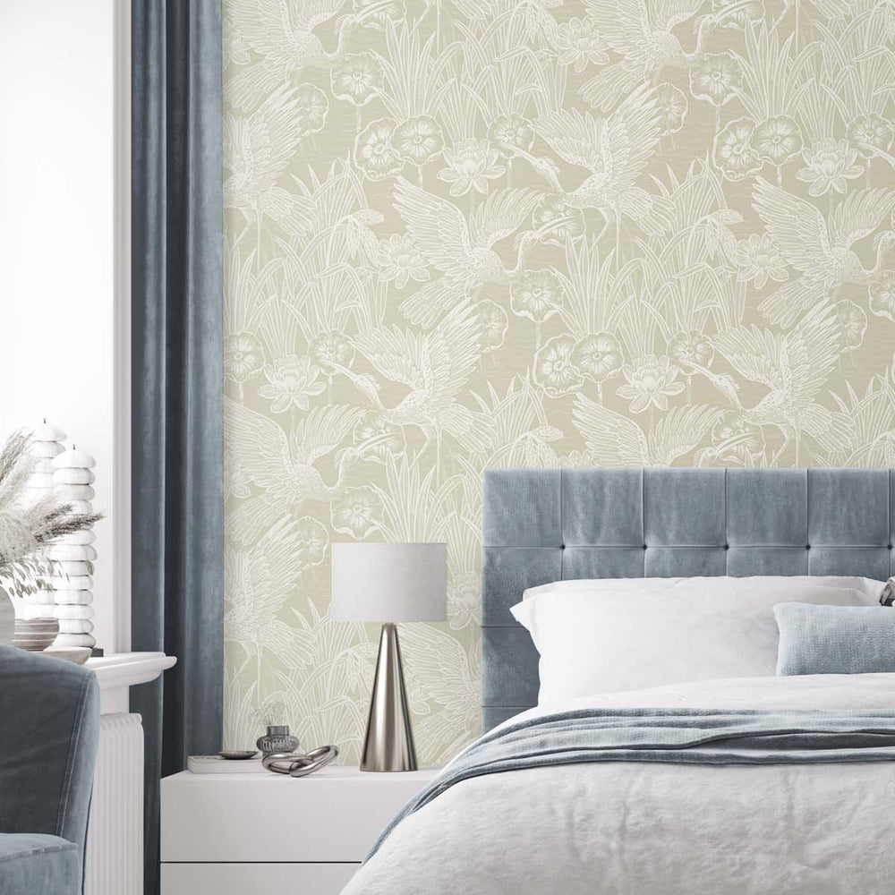 
                  
                    EW11005 crane wallpaper bedroom from the White Heron collection by Etten Studios
                  
                