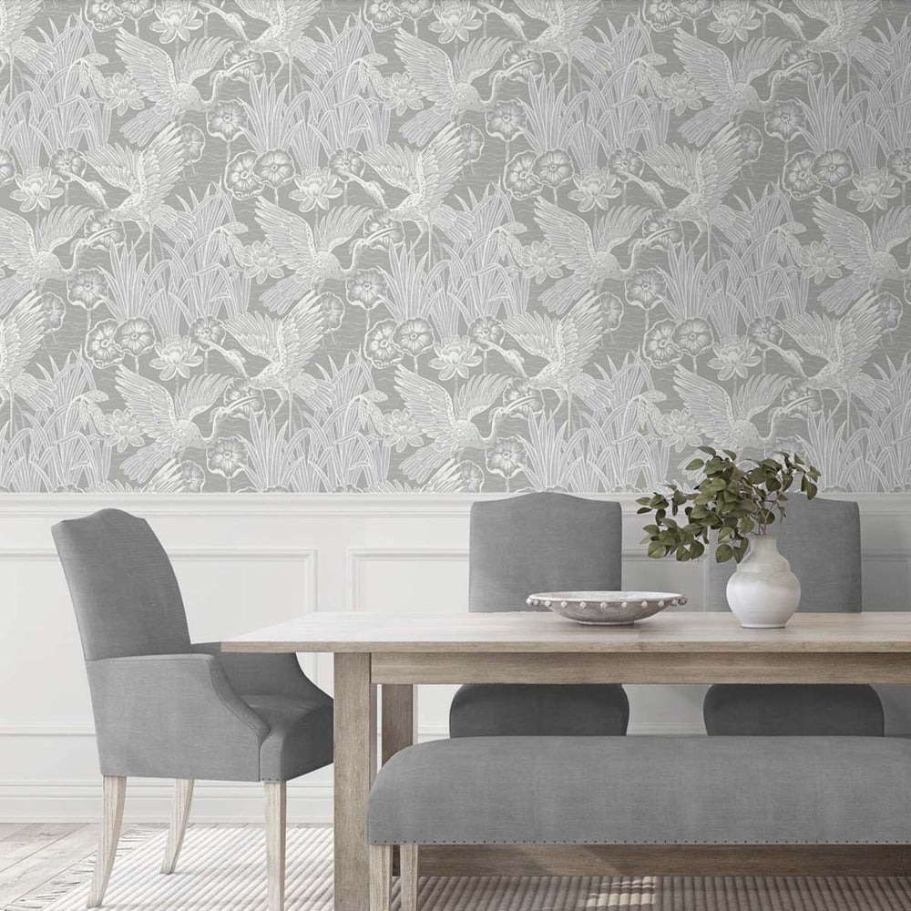 
                  
                    EW11008 crane wallpaper dining room from the White Heron collection by Etten Studios
                  
                