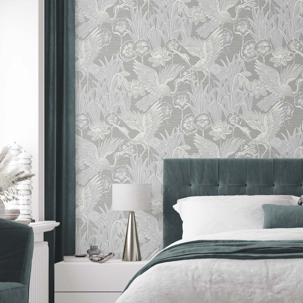 
                  
                    EW11008 crane wallpaper bedroom from the White Heron collection by Etten Studios
                  
                