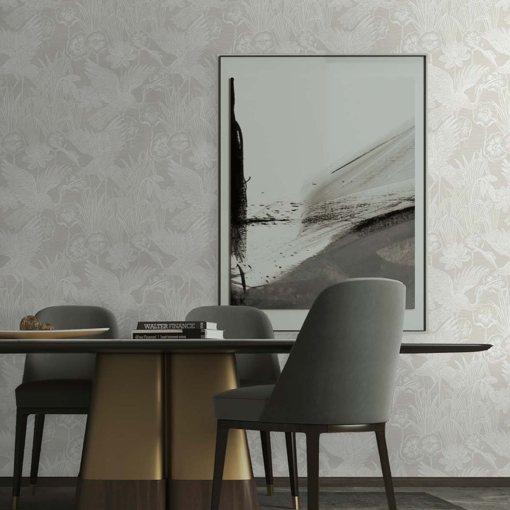 
                  
                    EW11010 crane wallpaper dining room from the White Heron collection by Etten Studios
                  
                