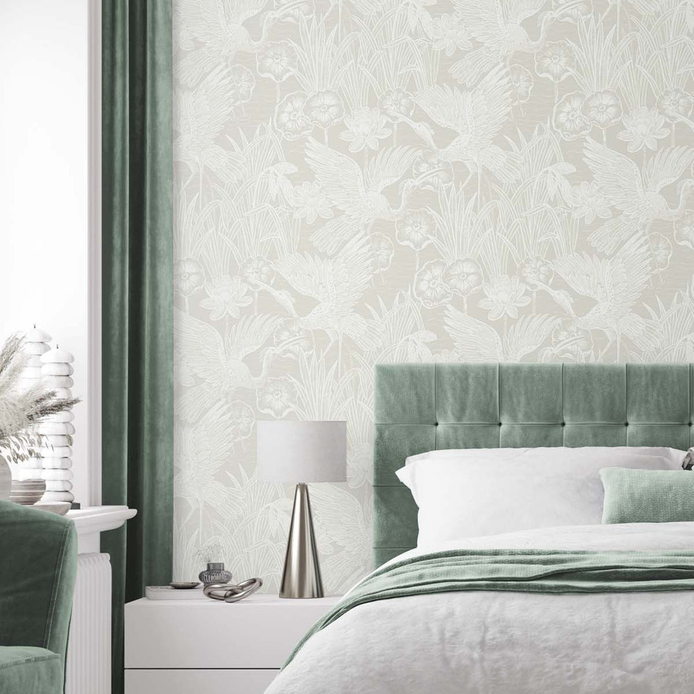 
                  
                    EW11010 crane wallpaper bedroom from the White Heron collection by Etten Studios
                  
                
