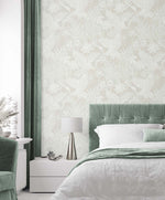 EW11010 crane wallpaper bedroom from the White Heron collection by Etten Studios