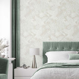 EW11010 crane wallpaper bedroom from the White Heron collection by Etten Studios