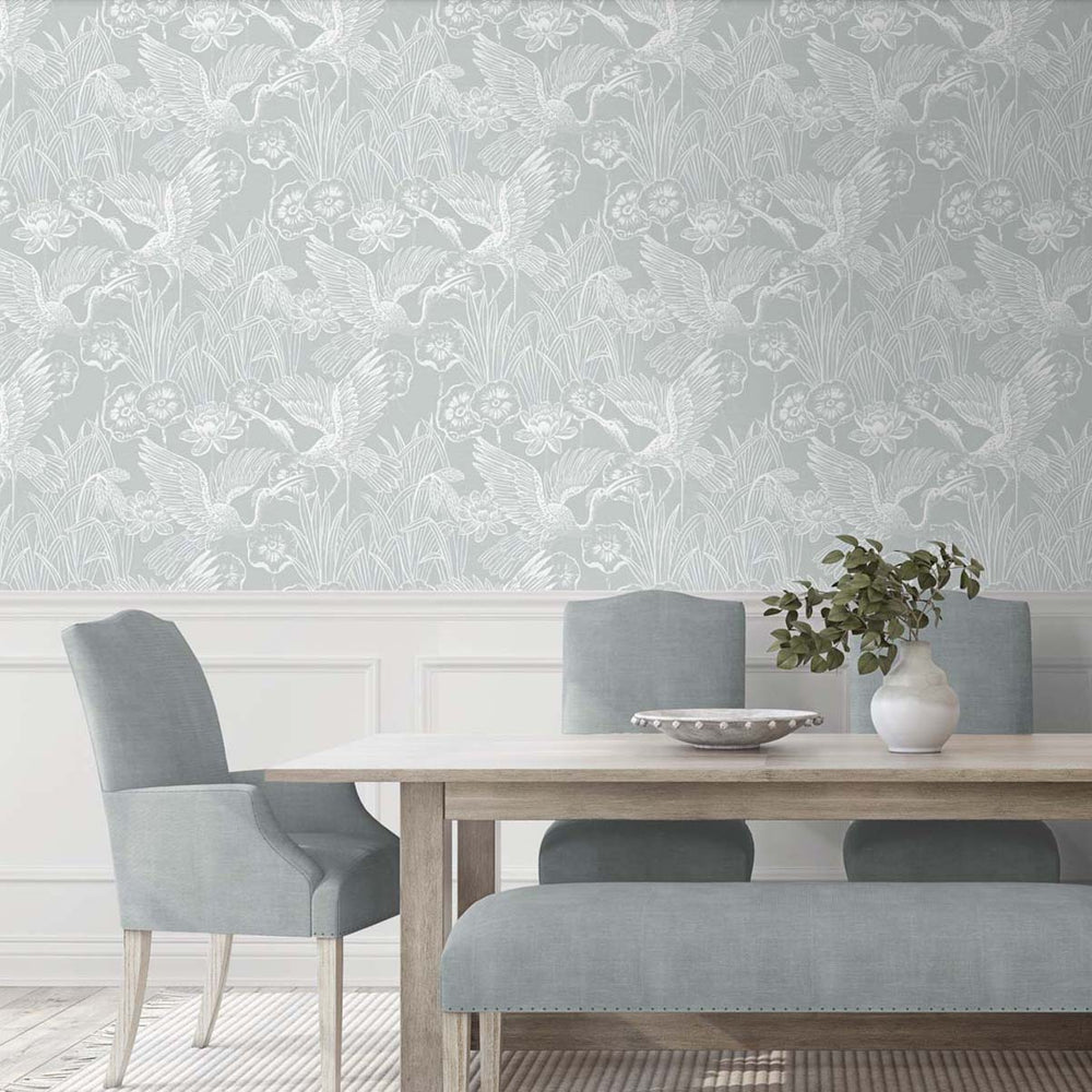 
                  
                    EW11018 crane wallpaper dining room from the White Heron collection by Etten Studios
                  
                