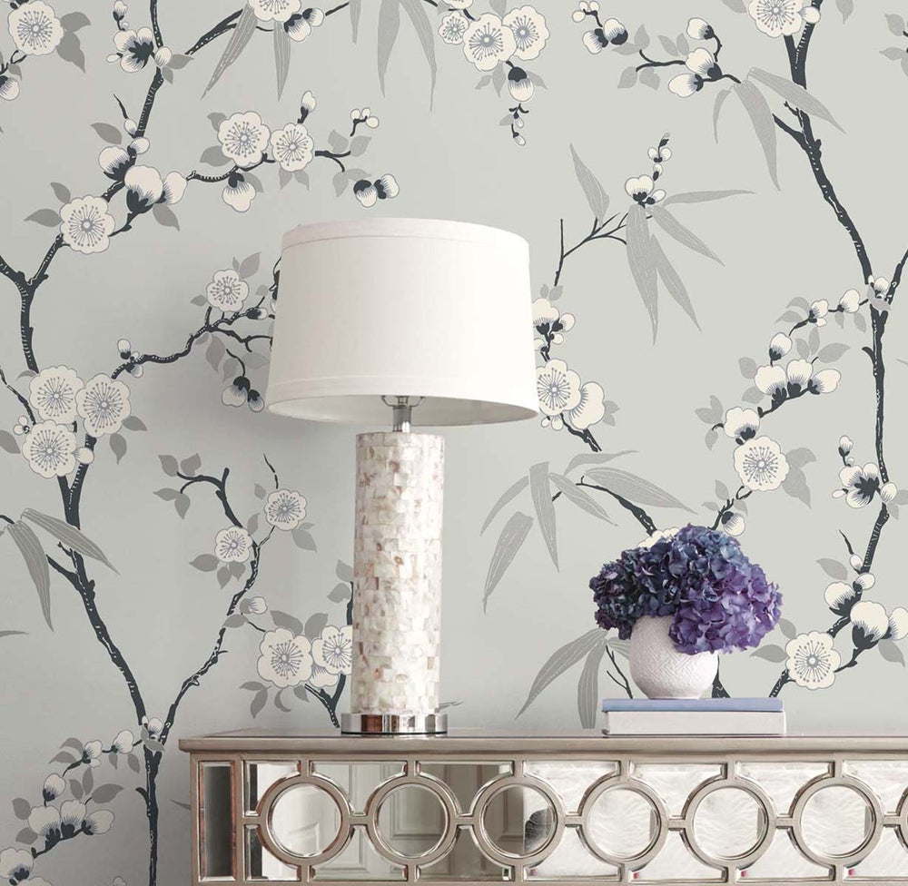 EW11100 floral wallpaper decor from the White Heron collection by Etten Studios