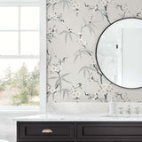 EW11100 floral wallpaper bathroom from the White Heron collection by Etten Studios