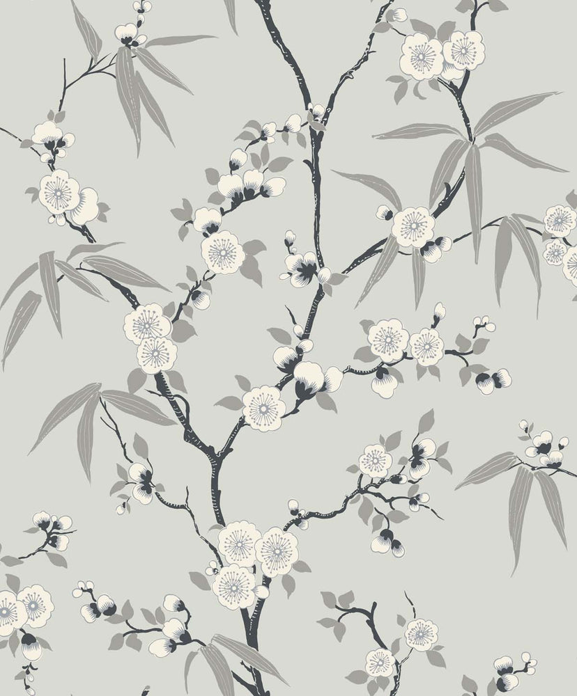 White Heron Floral Blossom Trail Botanical Unpasted Wallpaper