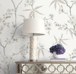 EW11107 floral wallpaper decor from the White Heron collection by Etten Studios