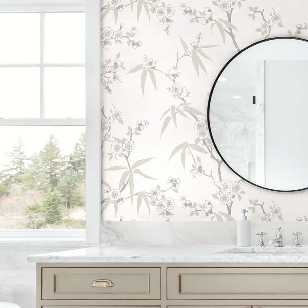 
                  
                    EW11107 floral wallpaper bathroom from the White Heron collection by Etten Studios
                  
                