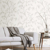 EW11108 floral wallpaper living room from the White Heron collection by Etten Studios