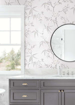 EW11108 floral wallpaper bathroom from the White Heron collection by Etten Studios