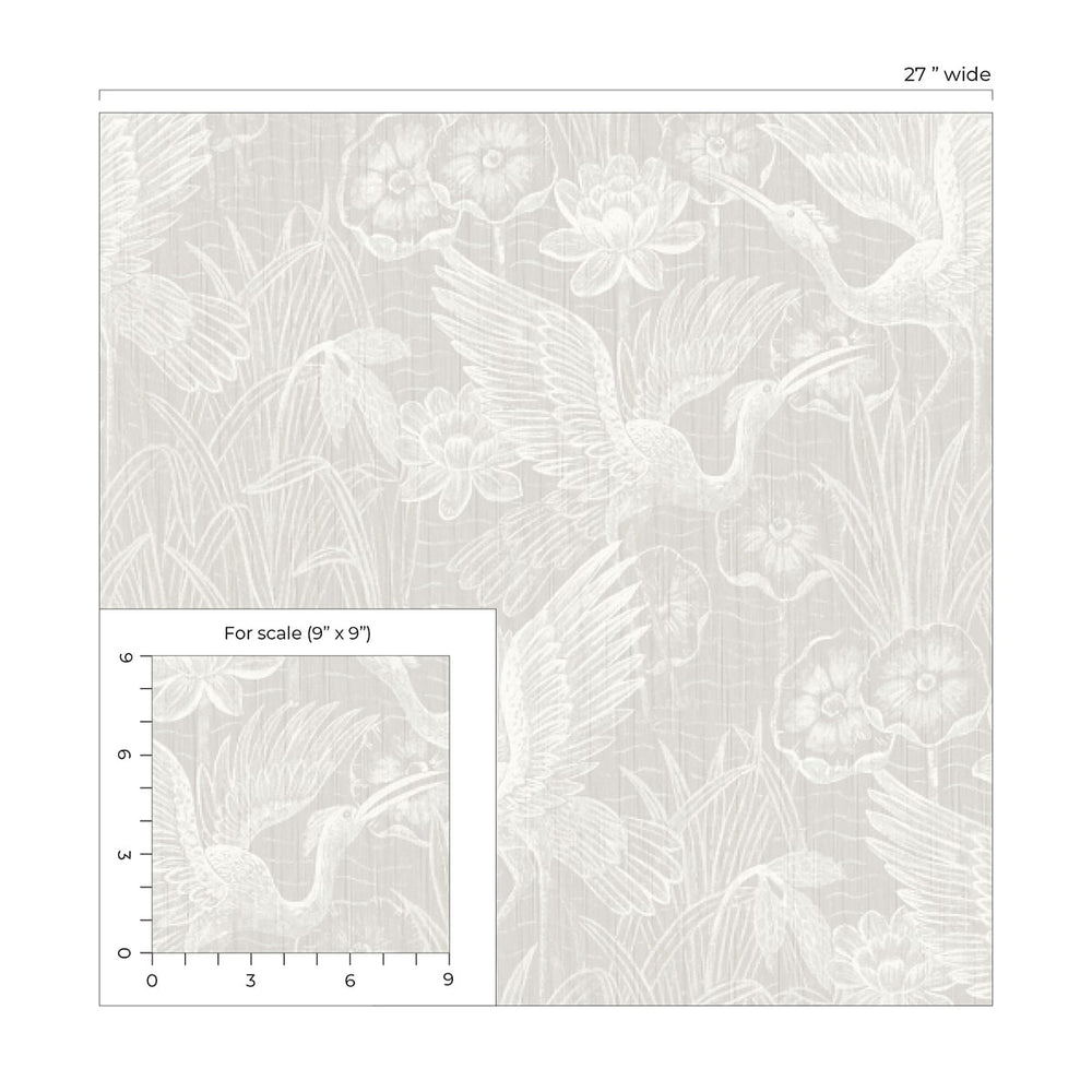 EW11500 crane stringcloth wallpaper scale from the White Heron collection by Etten Studios