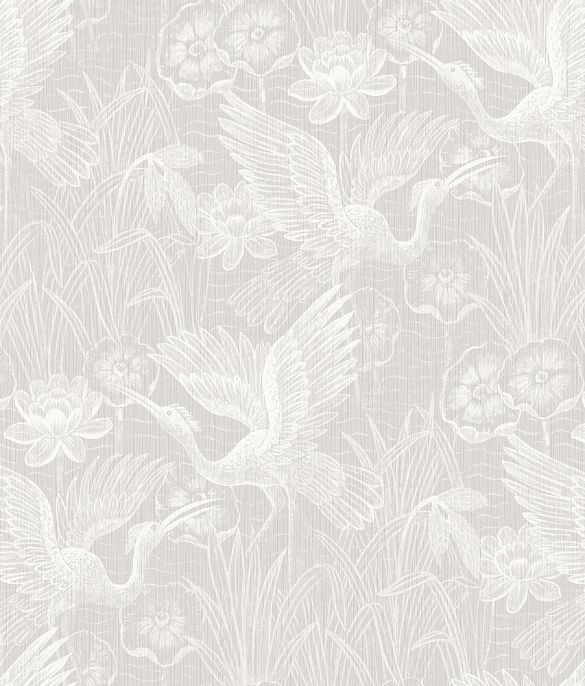 White Heron White Heron Floral Stringcloth Unpasted Wallpaper