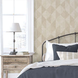 EW11705 geometric textured vinyl wallpaper bedroom from the White Heron collection by Etten Studios
