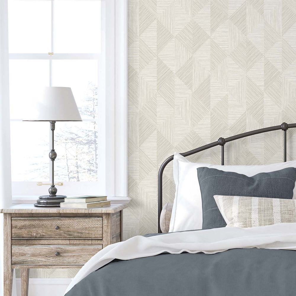 
                  
                    EW11707 geometric textured vinyl wallpaper bedroom from the White Heron collection by Etten Studios
                  
                