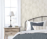 EW11707 geometric textured vinyl wallpaper bedroom from the White Heron collection by Etten Studios