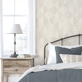 EW11707 geometric textured vinyl wallpaper bedroom from the White Heron collection by Etten Studios