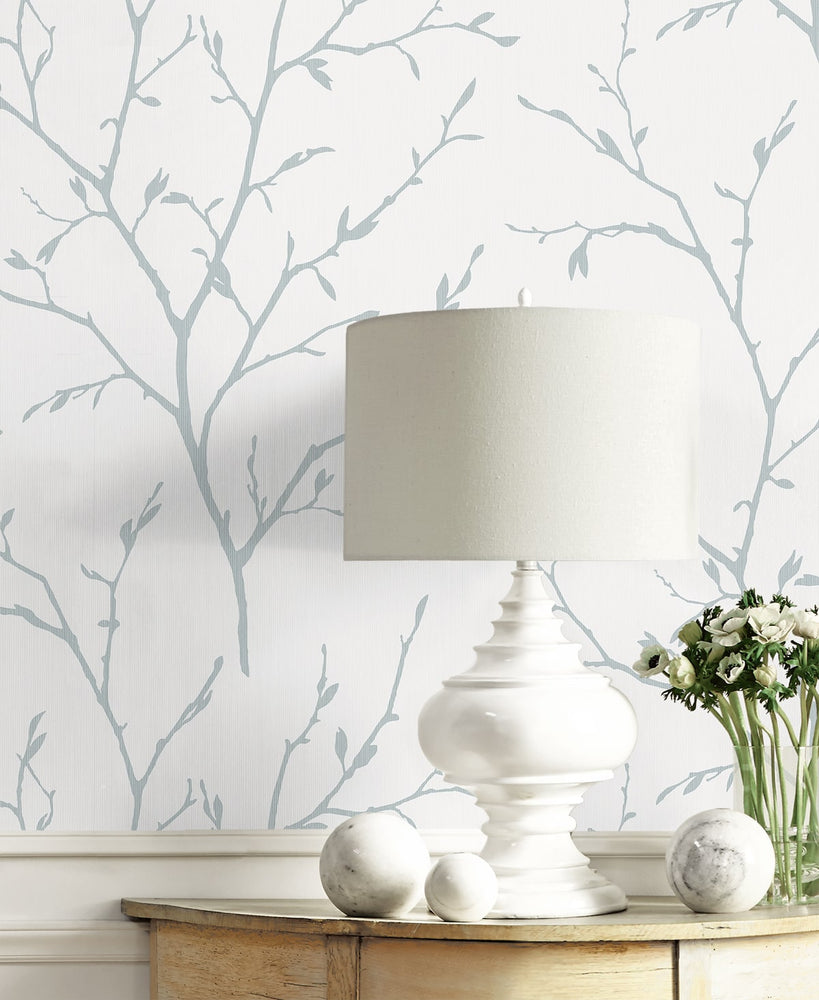 EW11802 branch stringcloth wallpaper decor from the White Heron collection by Etten Studios