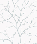 White Heron Branching Out Botanical Stringcloth Unpasted Wallpaper