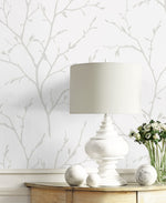 EW11808 branch stringcloth wallpaper decor from the White Heron collection by Etten Studios