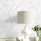 EW11808 branch stringcloth wallpaper decor from the White Heron collection by Etten Studios