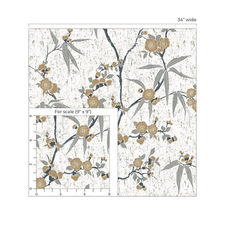 EW11905 cork floral wallpaper scale from the White Heron collection by Etten Studios