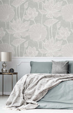 EW12000 floral wallpaper bedroom from the White Heron collection by Etten Studios