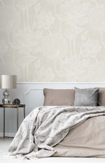 EW12005 floral wallpaper bedroom from the White Heron collection by Etten Studios