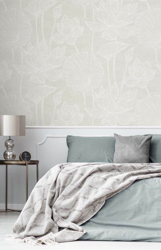 EW12015 floral wallpaper bedroom from the White Heron collection by Etten Studios