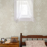 FC60300 damask wallpaper bedroom from the French Country collection by Seabrook Designs