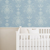 FC60302 damask wallpaper nursery from the French Country collection by Seabrook Designs
