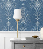FC60312 damask wallpaper decor from the French Country collection by Seabrook Designs
