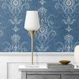 FC60312 damask wallpaper decor from the French Country collection by Seabrook Designs