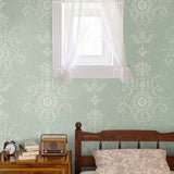 FC60314 damask wallpaper bedroom from the French Country collection by Seabrook Designs