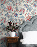 FC60401 jacobean wallpaper bedroom from the French Country collection by Seabrook Designs