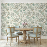 FC60408 jacobean wallpaper dining room from the French Country collection by Seabrook Designs
