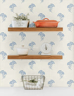 FC60802 lotus floral wallpaper decor from the French Country collection by Seabrook Designs