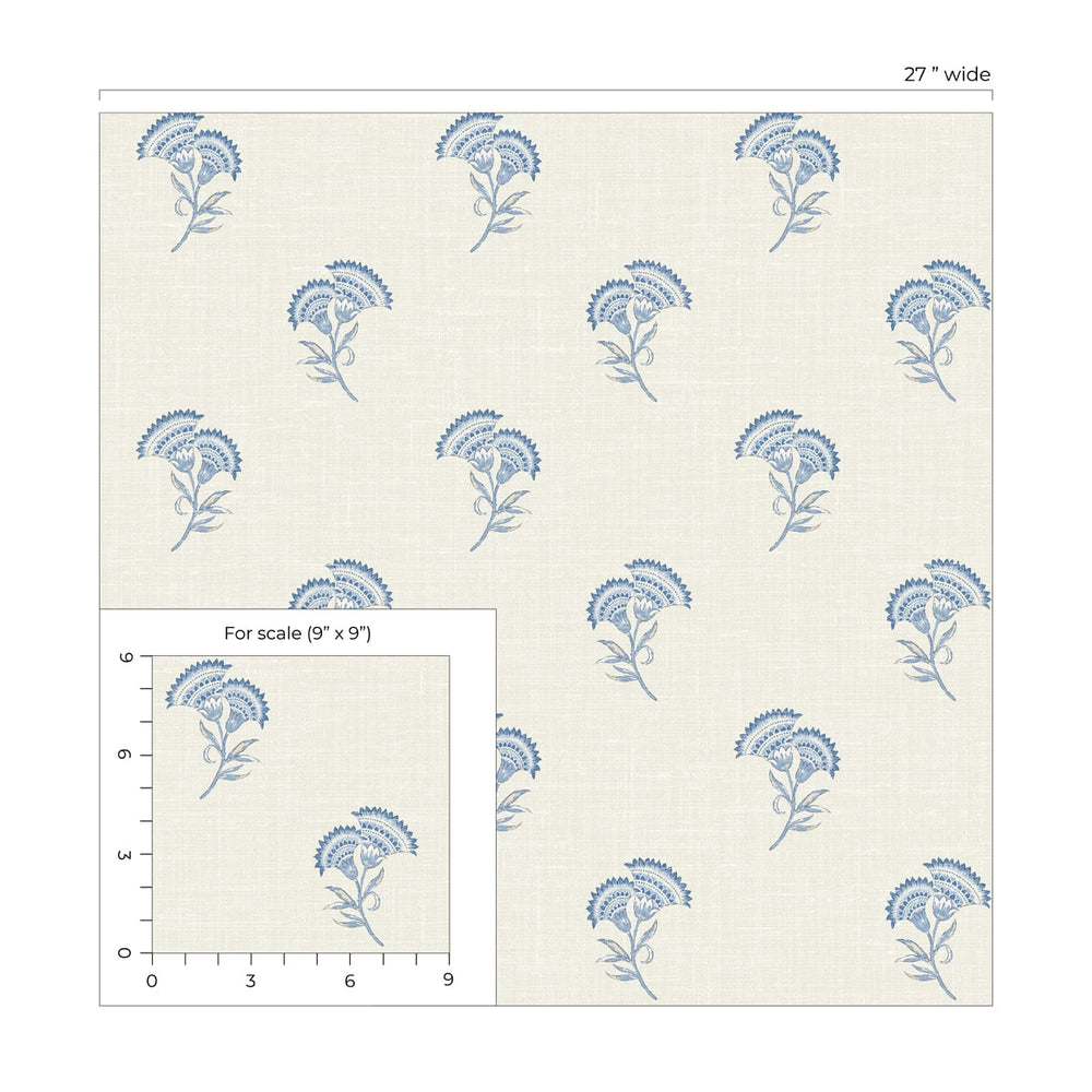 FC60802 lotus floral wallpaper scale from the French Country collection by Seabrook Designs
