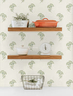 FC60804 lotus floral wallpaper decor from the French Country collection by Seabrook Designs
