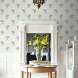 FC60812 lotus floral wallpaper entryway from the French Country collection by Seabrook Designs