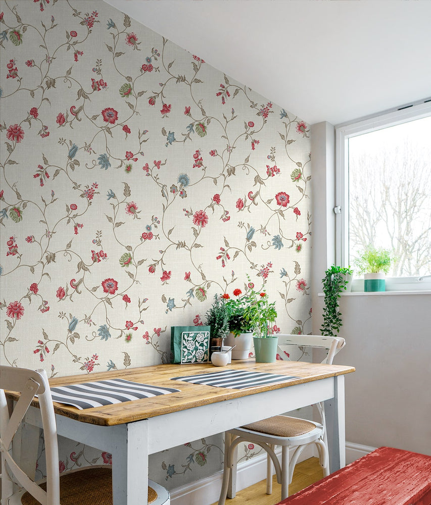 FC61004 floral trail wallpaper kitchen from the French Country collection by Seabrook Designs