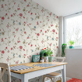 FC61004 floral trail wallpaper kitchen from the French Country collection by Seabrook Designs
